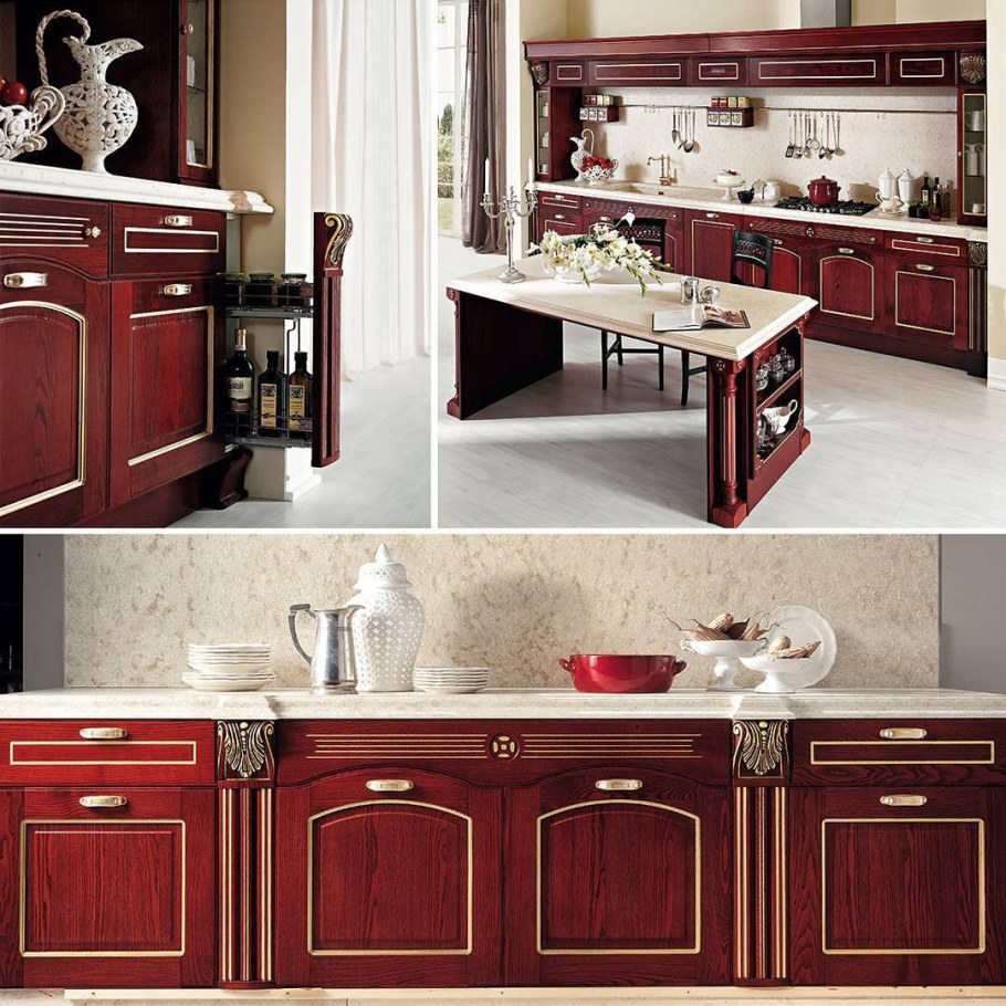 Кухня под красное дерево
