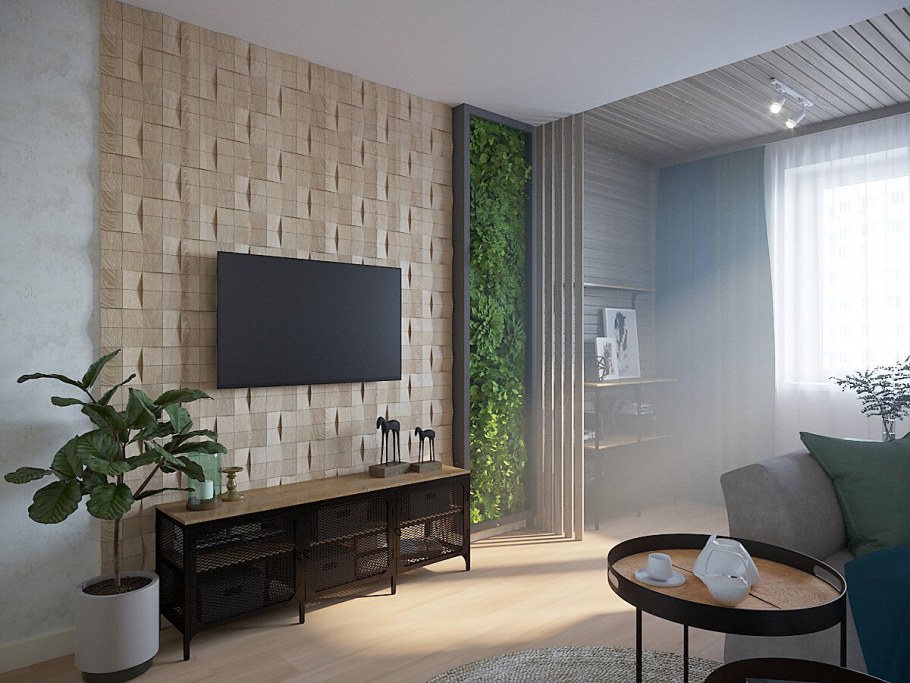 Декоративные панели в интерьере гостиной