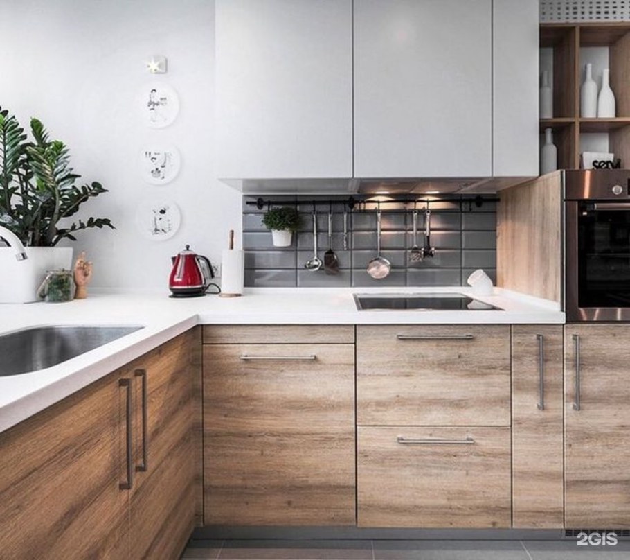 Кухня икеа белая с деревом