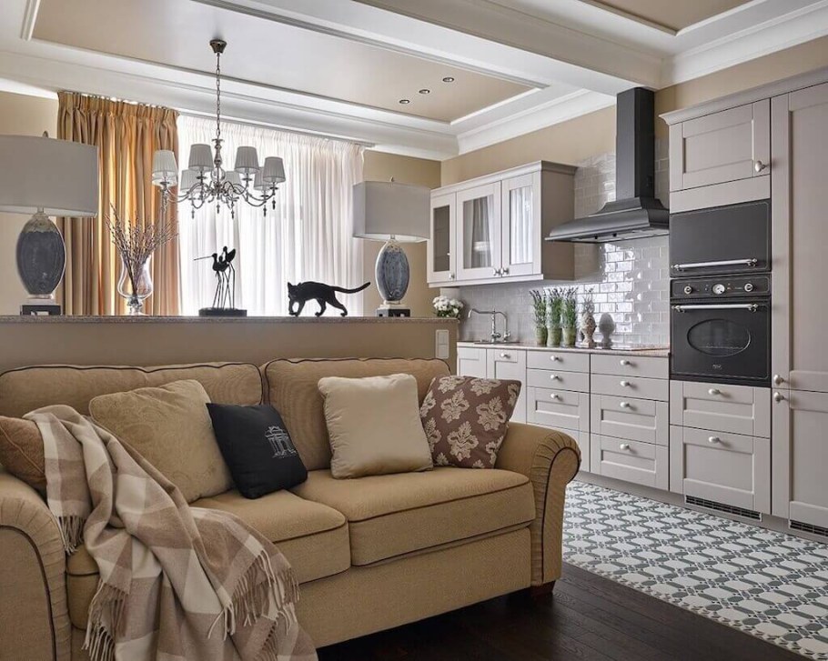 Гостиная совмещенная с кухней