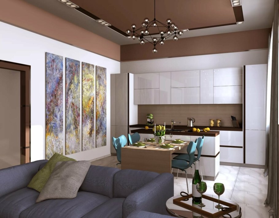 Современные кухни гостинные