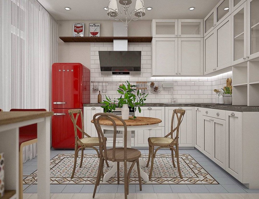 Холодильник в интерьере кухни