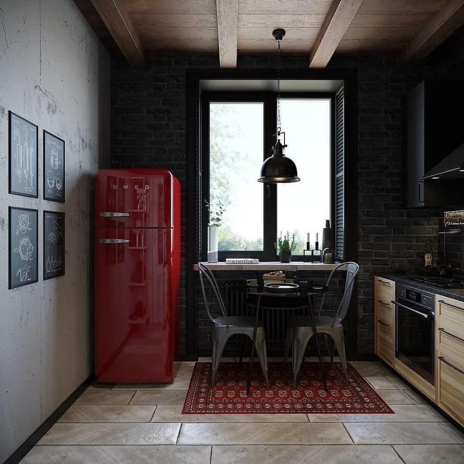 Красный холодильник лофт