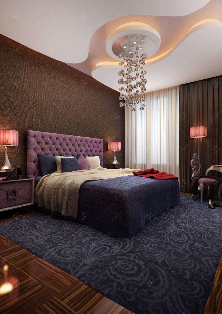 Коричнево фиолетовая спальня