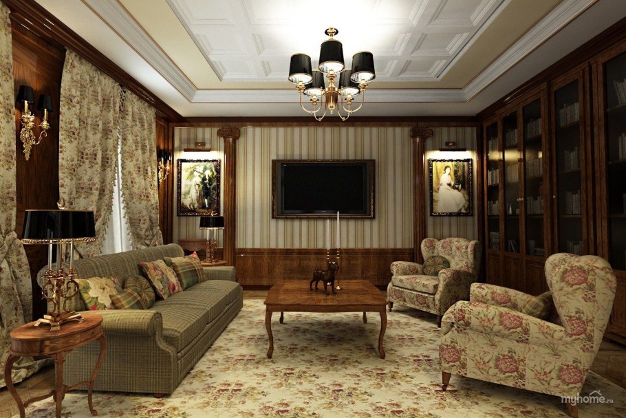 Гостиная в классическом английском стиле