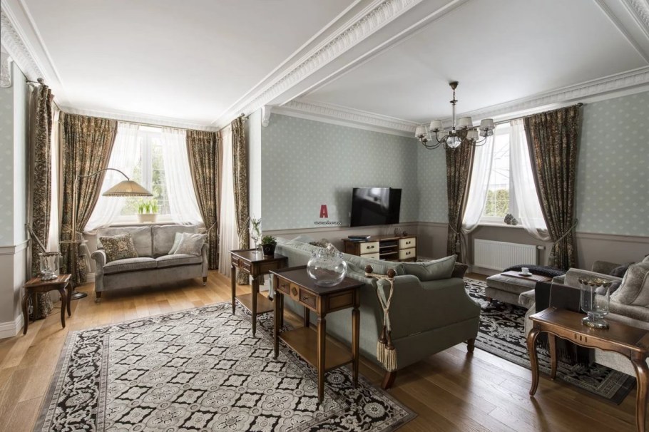 Гостиная в английском стиле в квартире