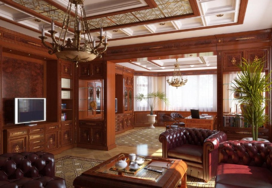 Кессонные потолки из дерева стиль классика в интерьере