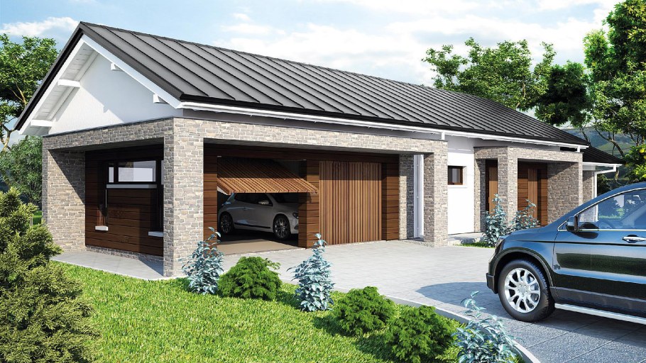 Гараж на 2 машины с навесом