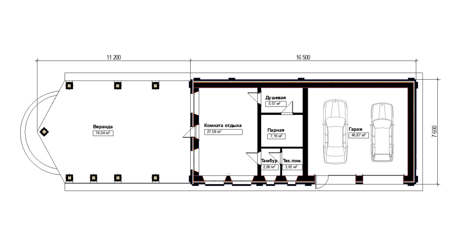 Гараж хозблок и баня под одной крышей проект