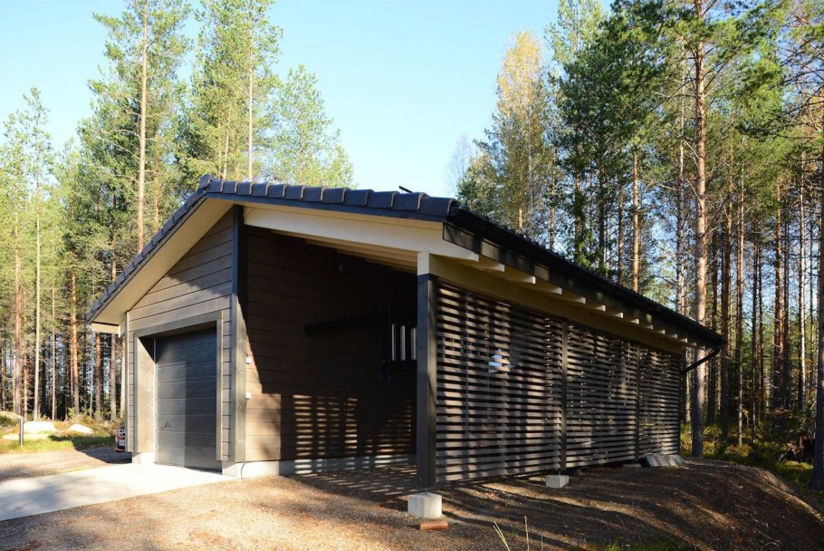 Финский дом баня с односкатной крышей