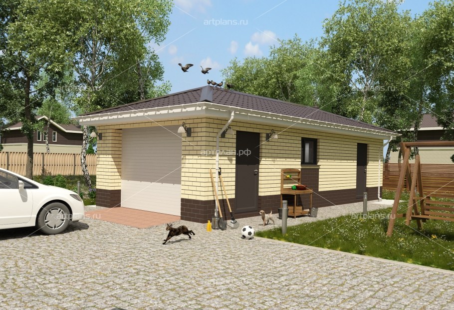 Хоз блок с гаражём инавесом