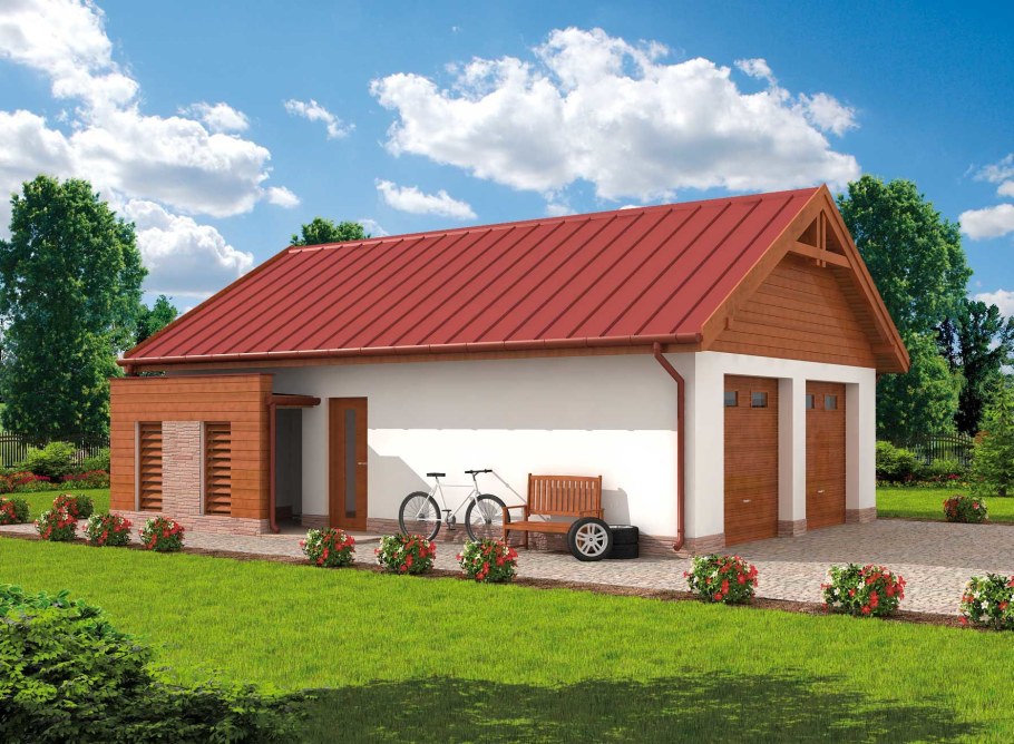 Гараж с сараем под одной крышей