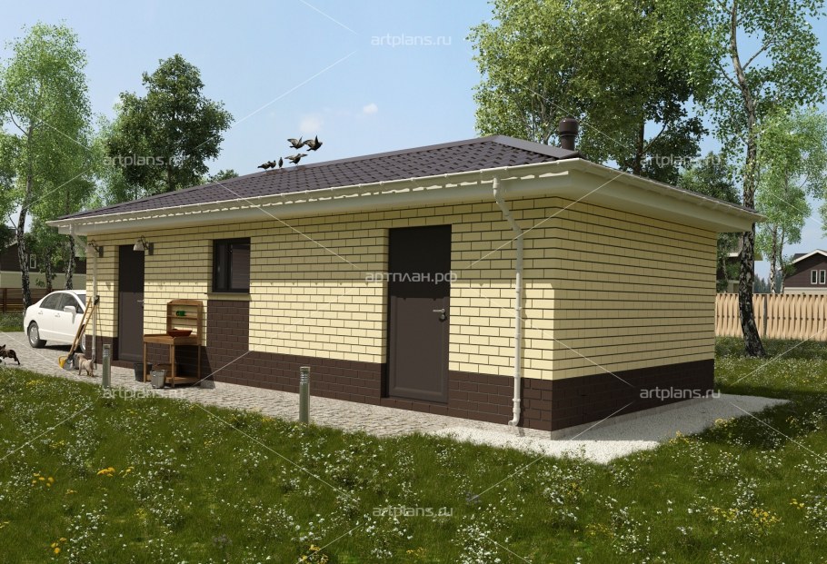 Гараж с хозблоком из кирпича