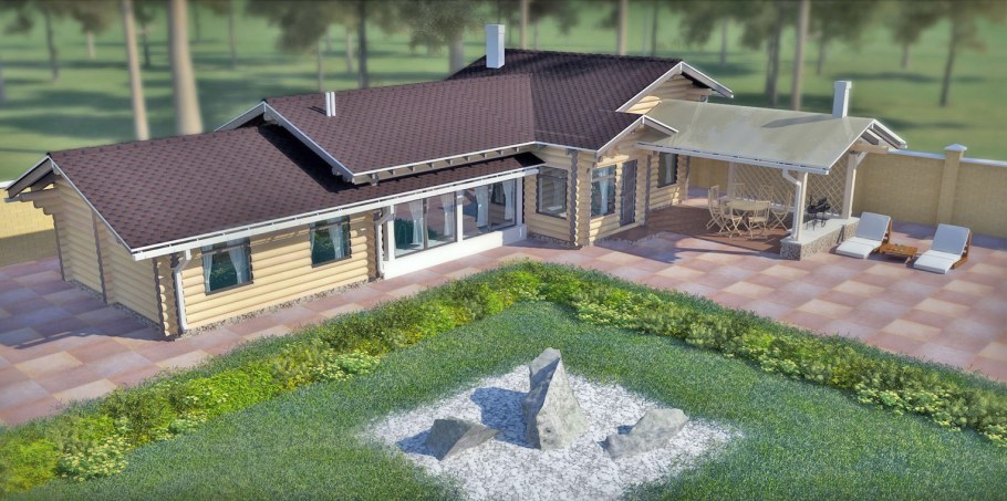 Дом с баней под одной крышей