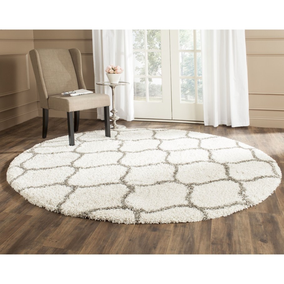 Белый круглый коврик