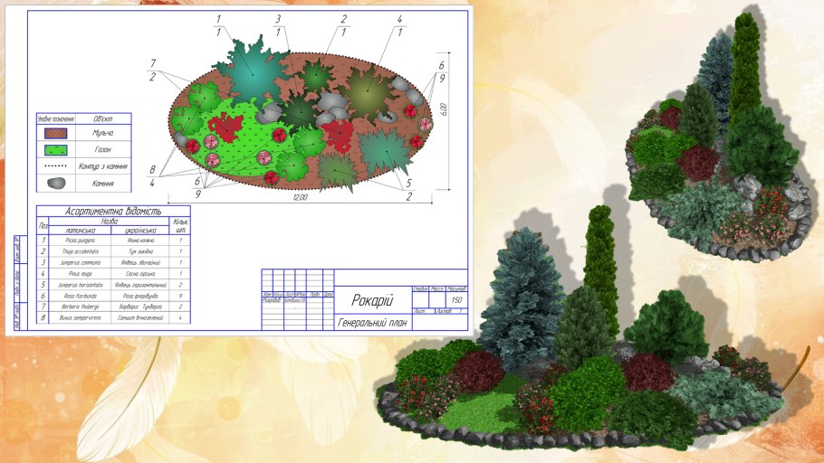 Схема рокария для затененного участка