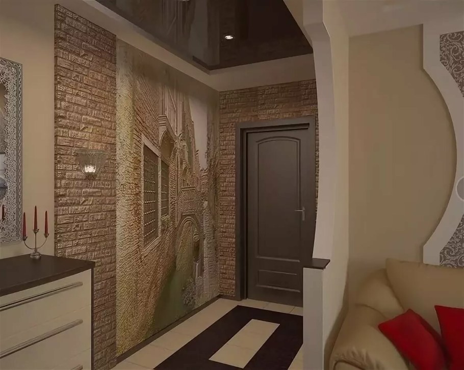 Отделка коридора искусственным камнем