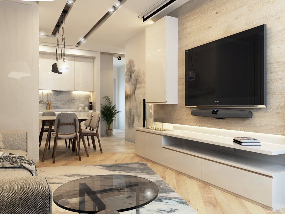 Гостиная зона ТВ В современном стиле