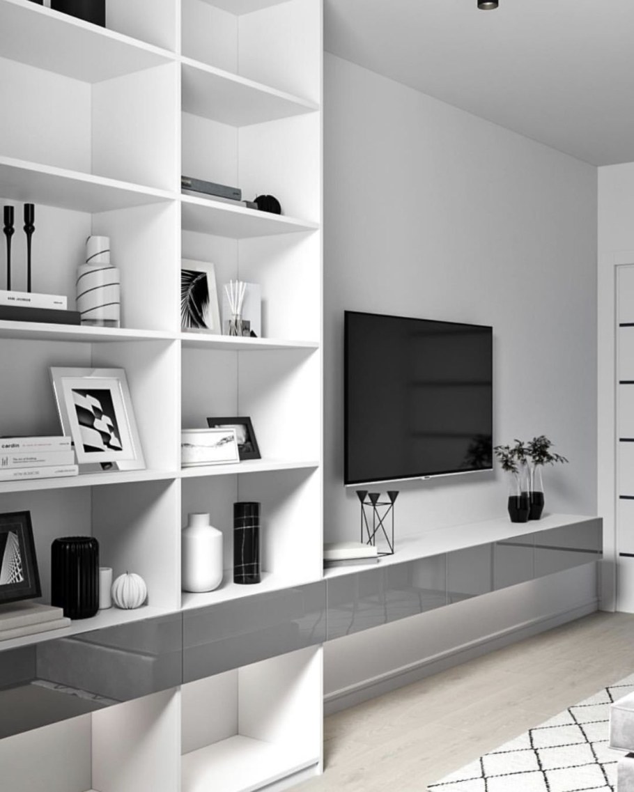 Полки в гостиную в современном стиле