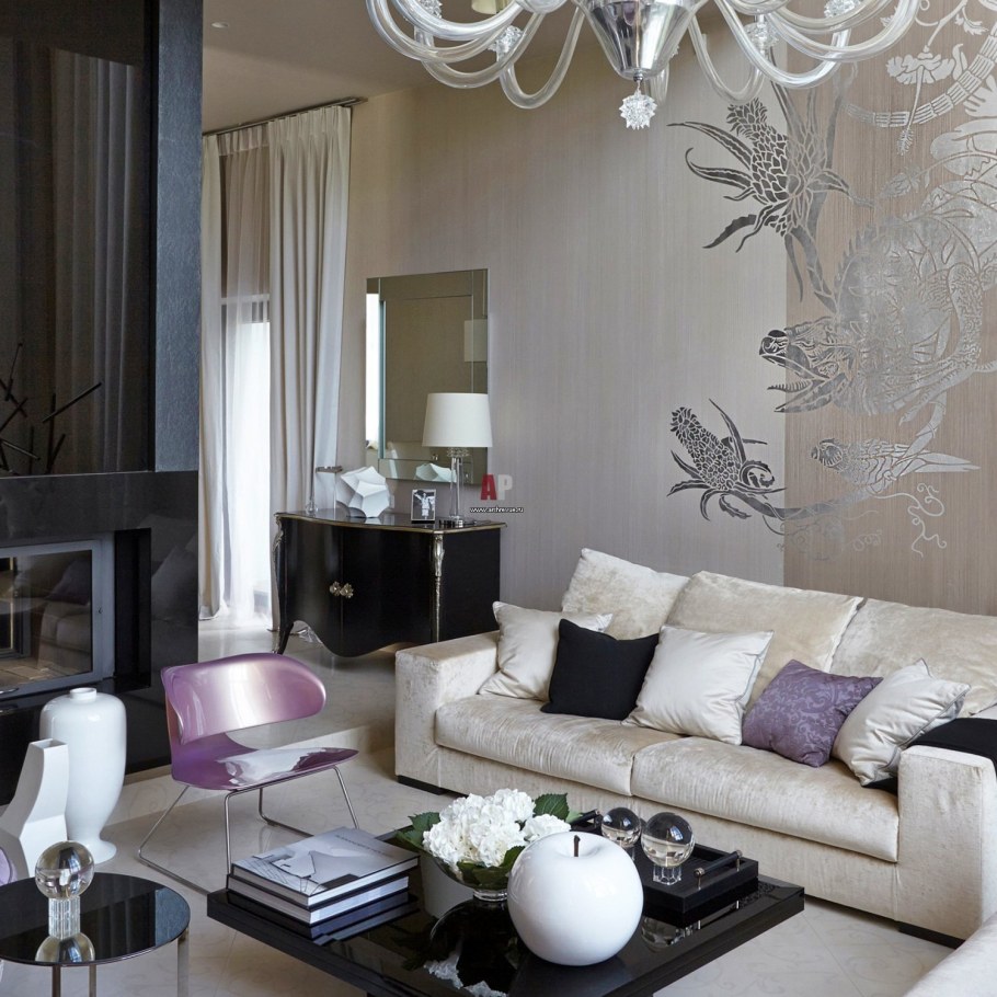 Комбинированные обои для гостиной