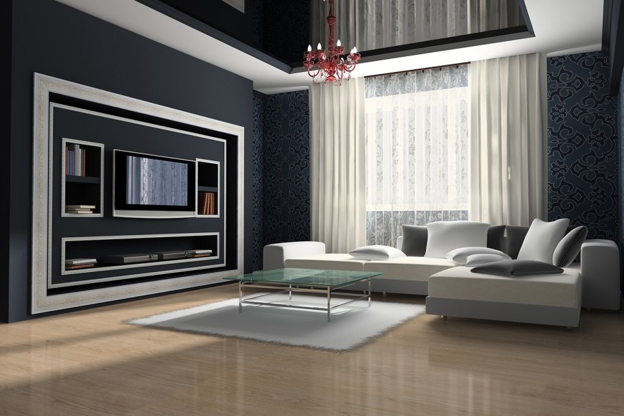 Обои в гостиную серые