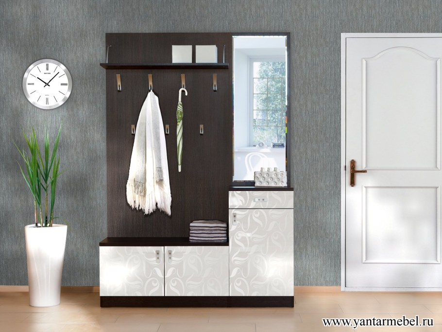 Прихожая Вега (белый/белый глянец) Рикко