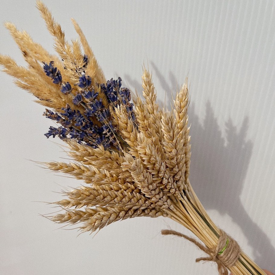 Букет из сухоцветов хлопок Лаванда пшеница