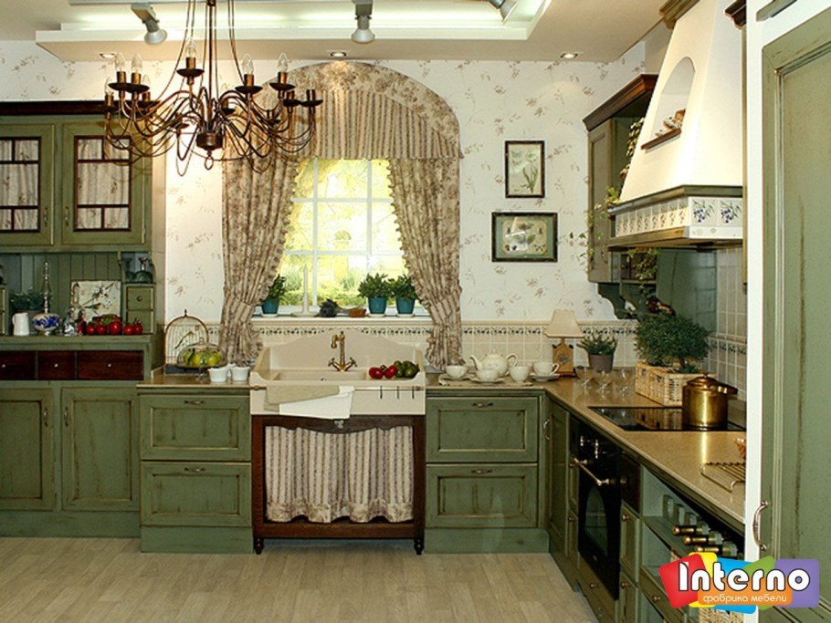 Кухня Прованс зеленая Лорен