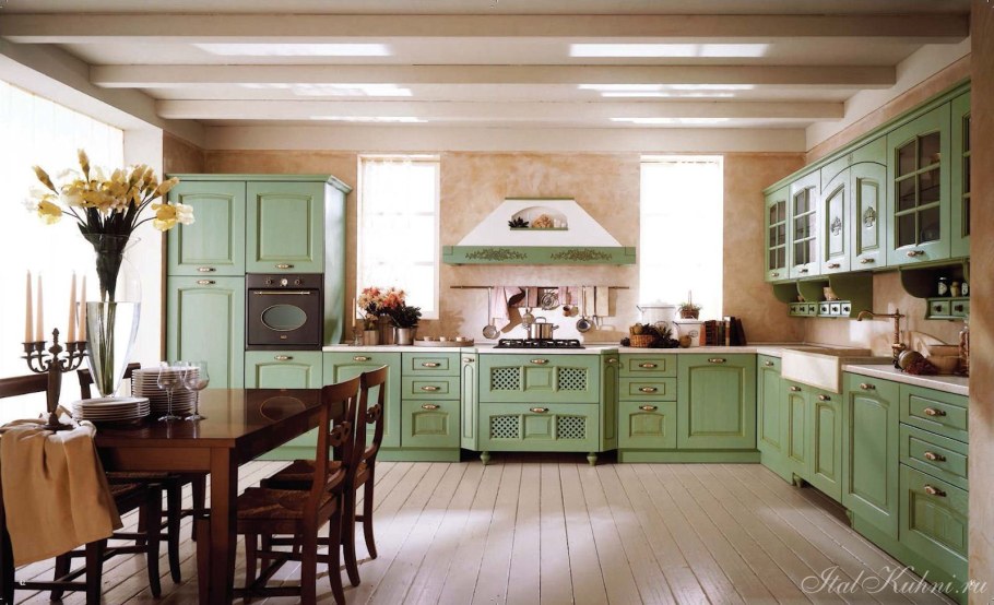 Кухня Прованс зеленая Лорен