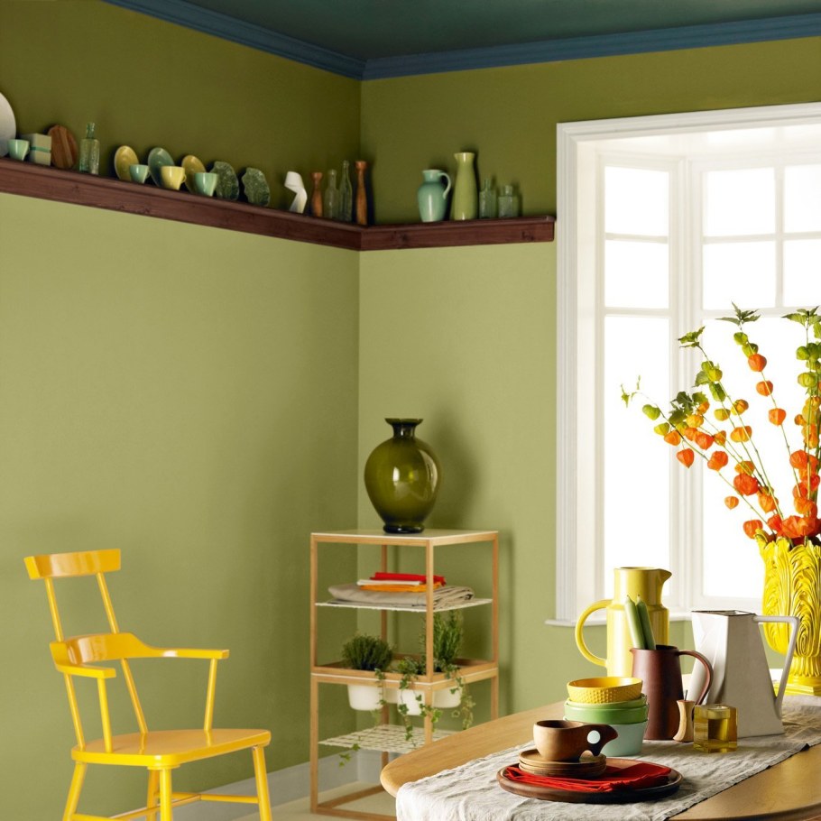 Оливковый цвет стен в интерьере