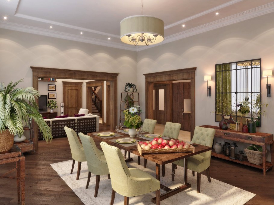 Столовая гостиная в частном доме