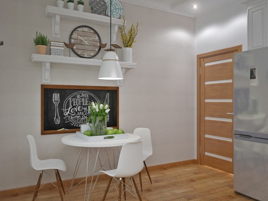 Декор на кухне на стене около обеденного стола