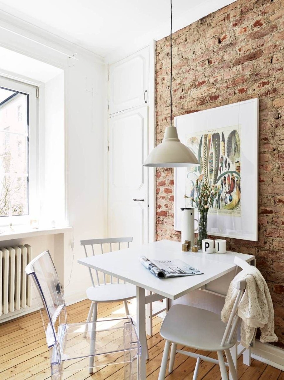 Акцентная стена на кухне в скандинавском стиле