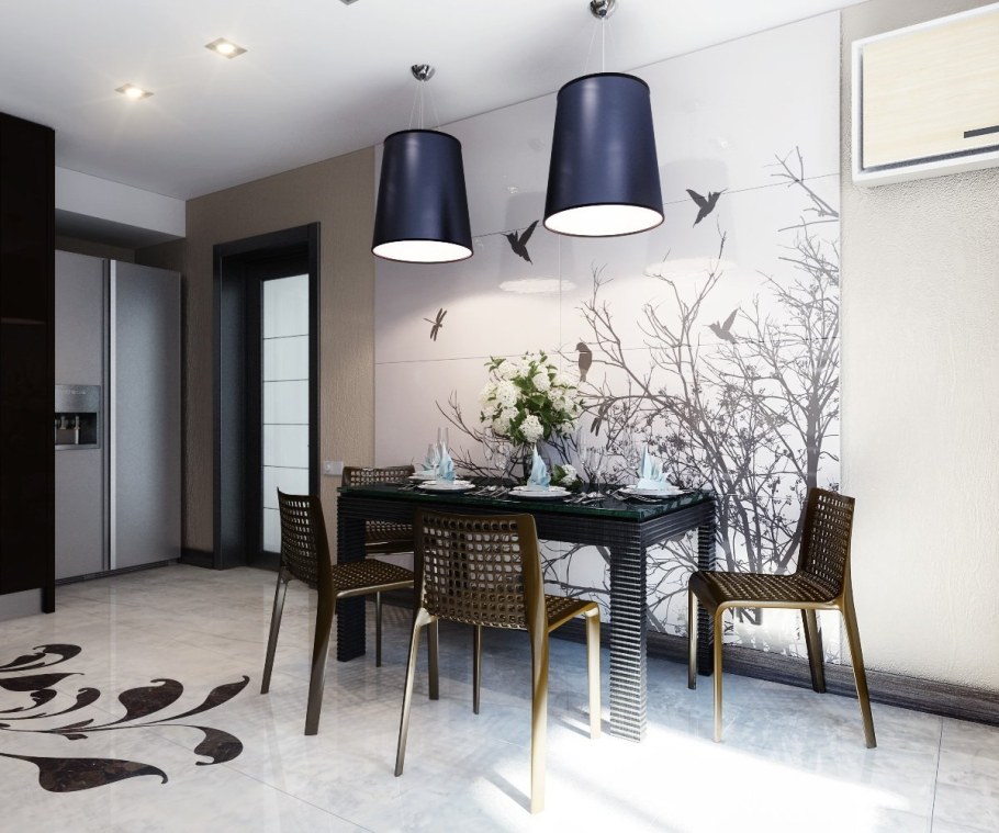 Плитка на стене в обеденной зоне