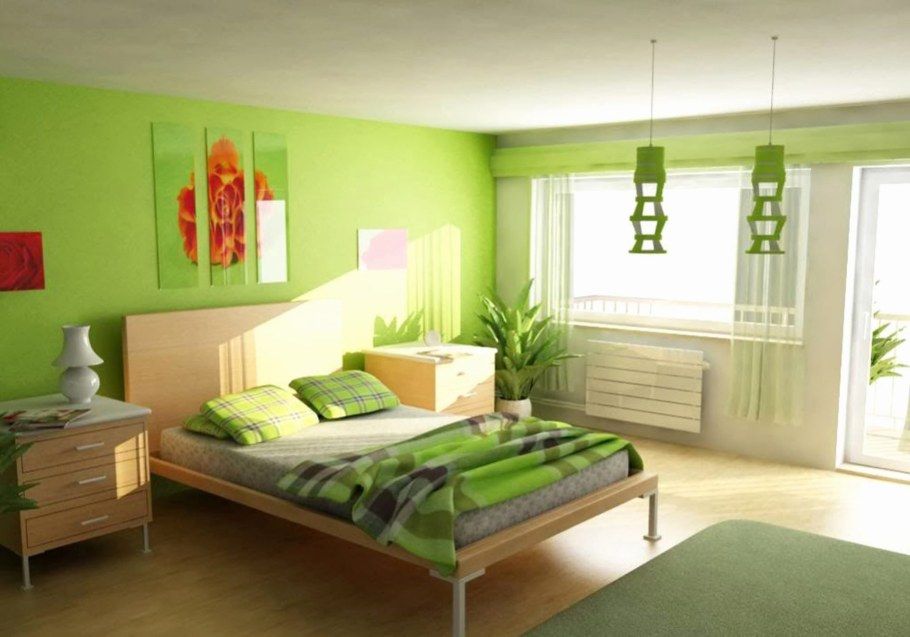 Спальня в зеленом цвете