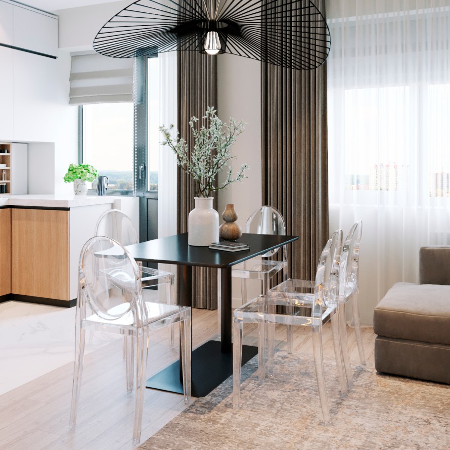 Прозрачные стулья для кухни