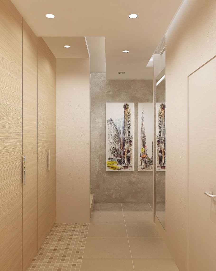 Прихожая в бежевом цвете