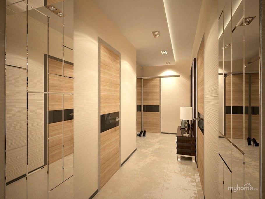 Прихожая в бежевых тонах в современном стиле