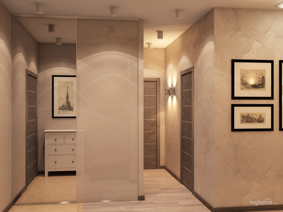 Прихожая с декоративной штукатуркой светлая