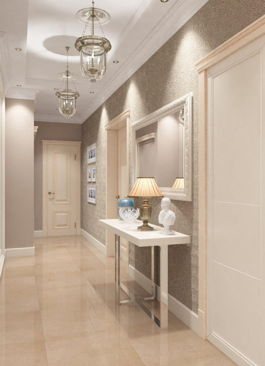 Прихожая в бежевом цвете