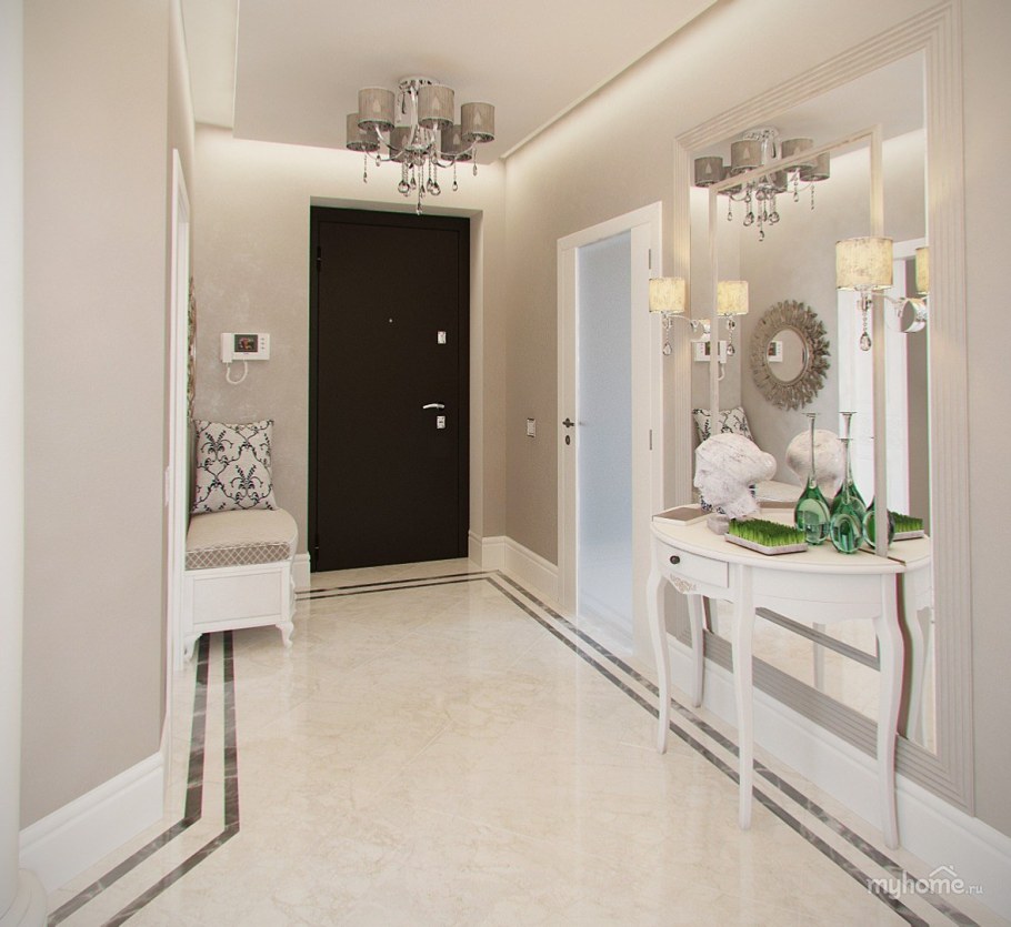 Бежевые стены в прихожей