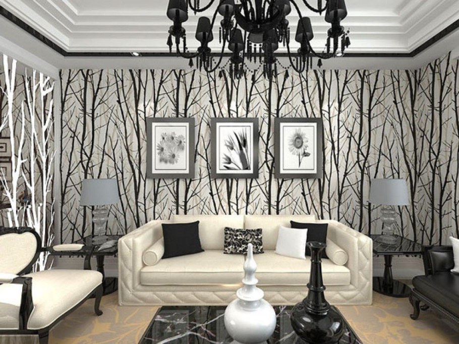 Черные обои в интерьере