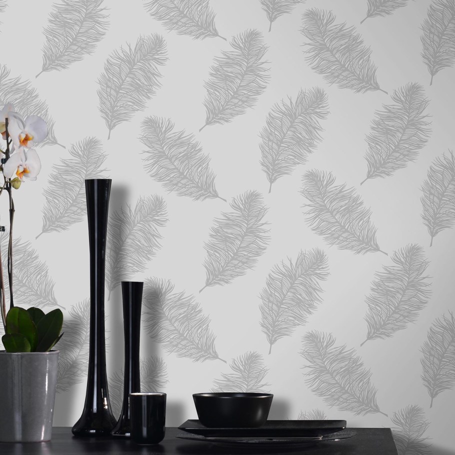 Обои перышки в интерьере