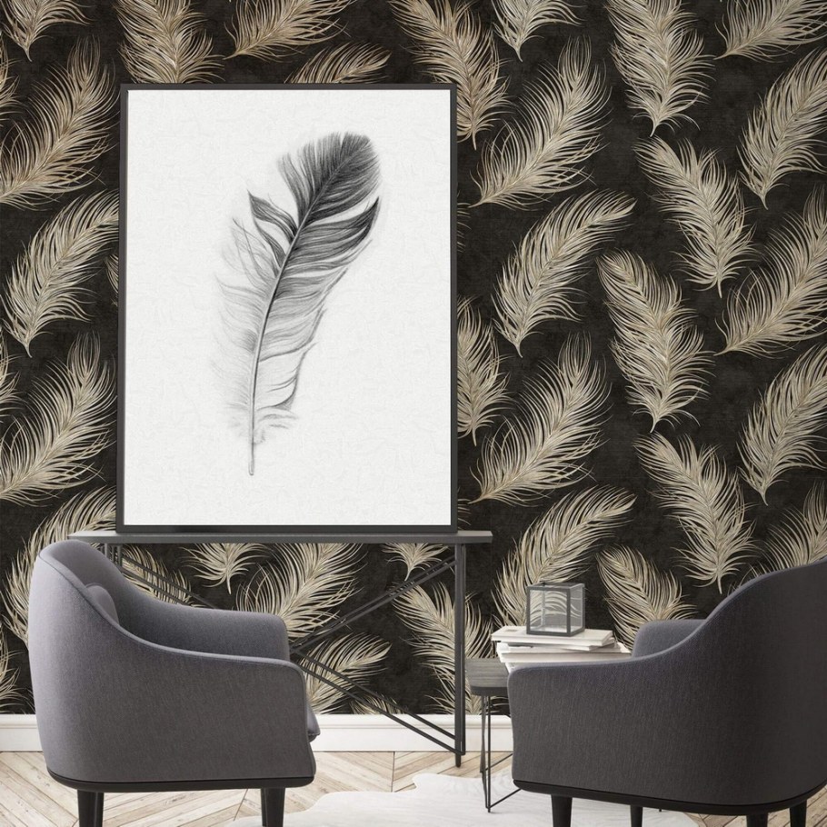 Обои 9063-12 Monte Solaro 1,06*10,05м (6) Hermes перо черные