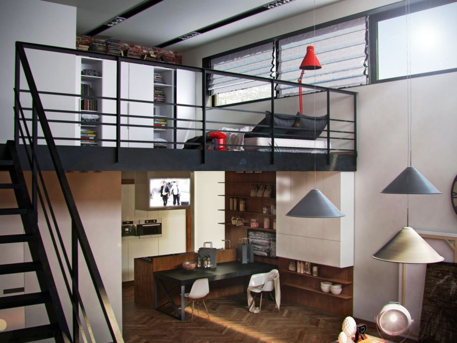 Антресольный этаж в стиле лофт