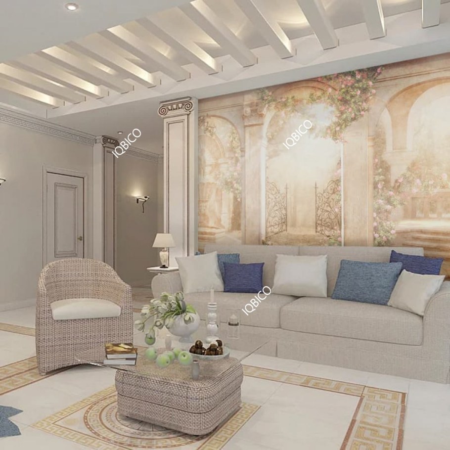 Греческий стиль в интерьере гостиной