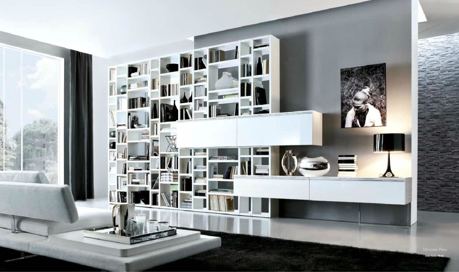 Стильные стеллажи в интерьере