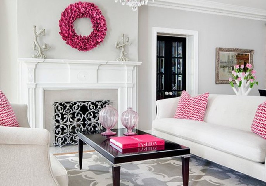 Сочетание серого и розового в интерьере