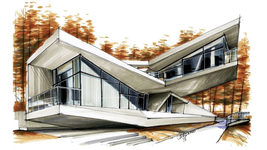 Скетчинг Модерн Хаус