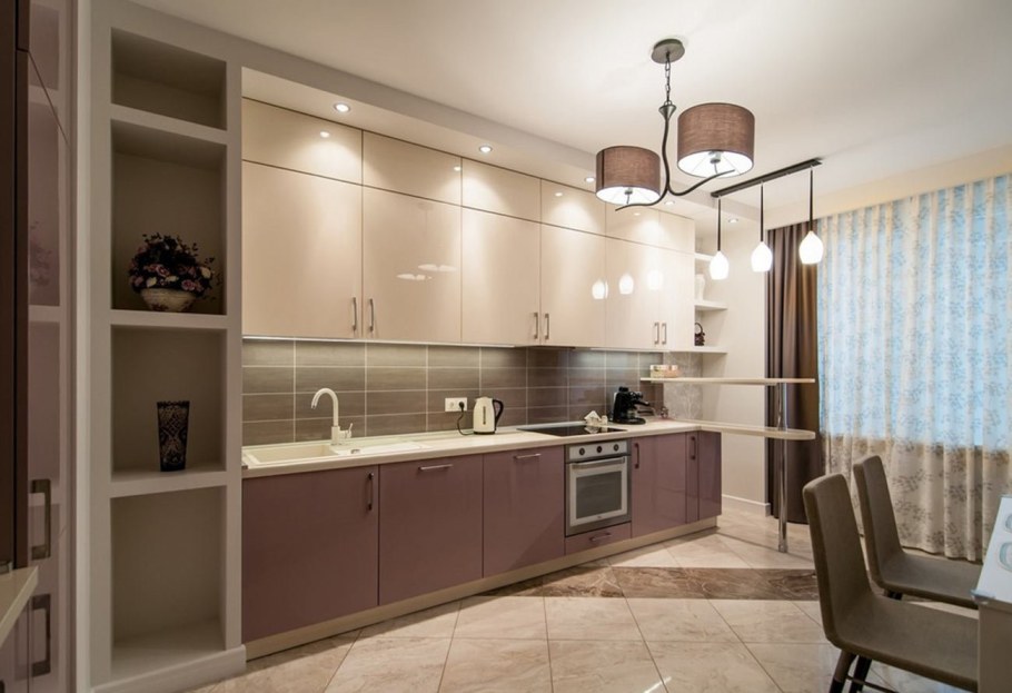 Кухонный гарнитур в бежевых тонах